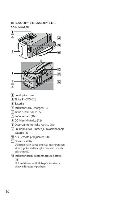 Sony DCR-SX44E - DCR-SX44E Istruzioni per l'uso Serbo