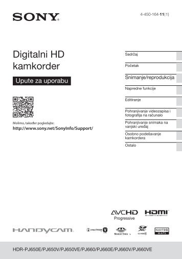 Sony HDR-PJ650E - HDR-PJ650E Istruzioni per l'uso Croato