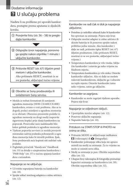 Sony HDR-CX160E - HDR-CX160E Istruzioni per l'uso Croato