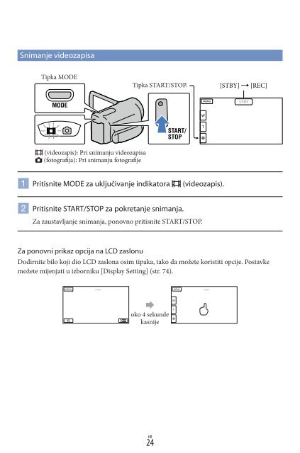 Sony HDR-CX160E - HDR-CX160E Istruzioni per l'uso Croato