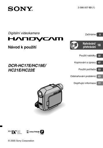 Sony DCR-HC17E - DCR-HC17E Istruzioni per l'uso Ceco