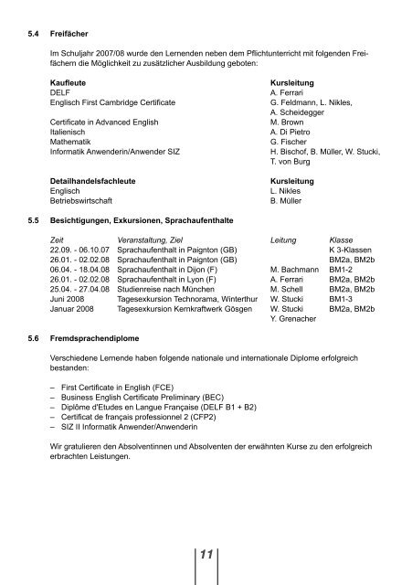 Jahresbericht 07/08 - Kaufmännische Berufsschule Langenthal