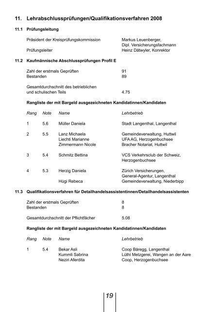 Jahresbericht 07/08 - Kaufmännische Berufsschule Langenthal