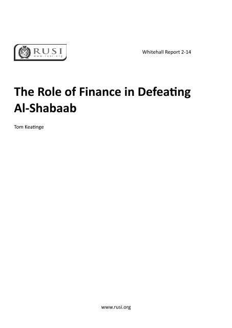 THE ROLE OF FINANCE IN DEFEATING AL-SHABAAB
