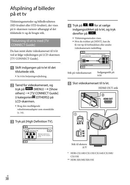 Sony HDR-XR155E - HDR-XR155E Istruzioni per l'uso Danese