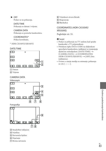 Sony HDR-CX550E - HDR-CX550E Istruzioni per l'uso Croato
