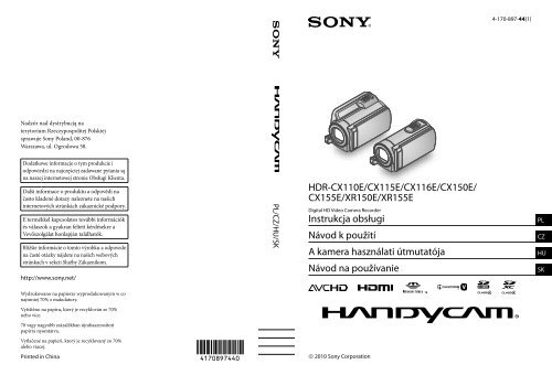 Sony HDR-XR155E - HDR-XR155E Istruzioni per l'uso Ceco