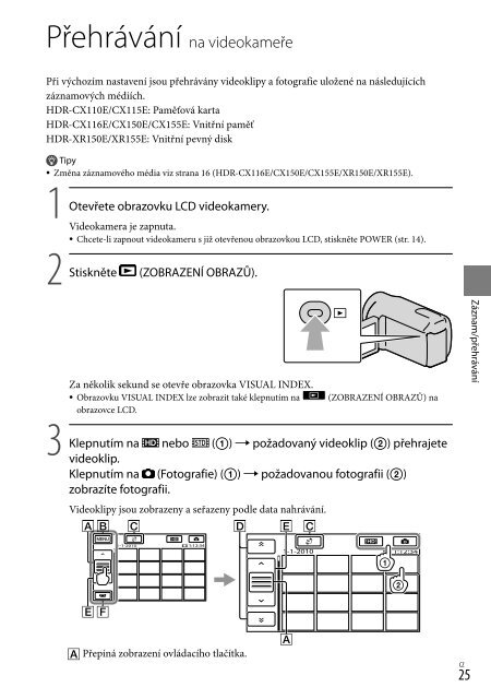 Sony HDR-XR155E - HDR-XR155E Istruzioni per l'uso Ceco