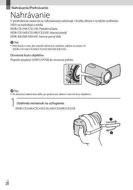 Sony HDR-XR155E - HDR-XR155E Istruzioni per l'uso Ceco