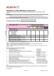 PRUSHIELD CLAIM FORM (Manual Submission) PruShield Policy Number