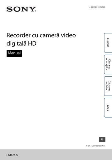 Sony HDR-AS20 - HDR-AS20 Guida allâuso Rumeno