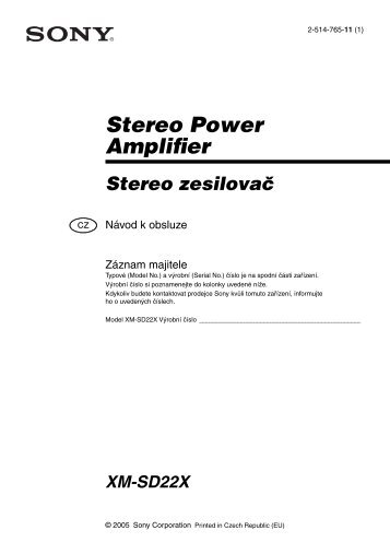 Sony XM-SD22X - XM-SD22X Istruzioni per l'uso Ceco