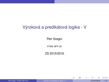 Výroková a predikátová logika - V