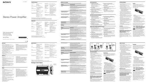 Sony XM-GTR4A - XM-GTR4A Istruzioni per l'uso Polacco
