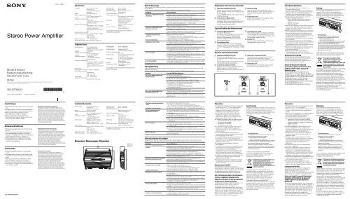 Sony XM-GTX6041 - XM-GTX6041 Istruzioni per l'uso Francese