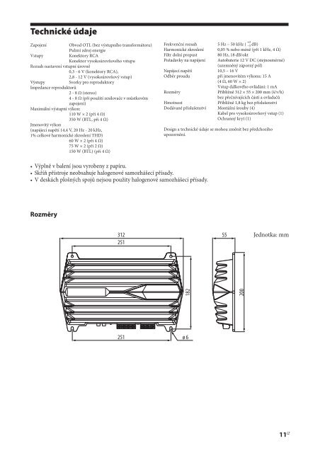 Sony XM-GTX6020 - XM-GTX6020 Istruzioni per l'uso Slovacco