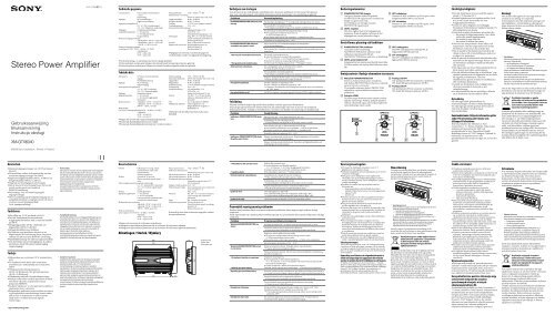 Sony XM-GTX6040 - XM-GTX6040 Istruzioni per l'uso Olandese