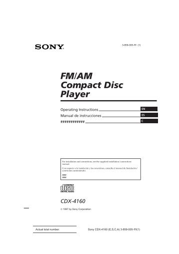 Sony CDX-4160 - CDX-4160 Istruzioni per l'uso Inglese