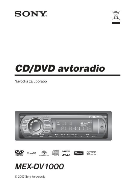 Sony MEX-DV1000 - MEX-DV1000 Istruzioni per l'uso Sloveno