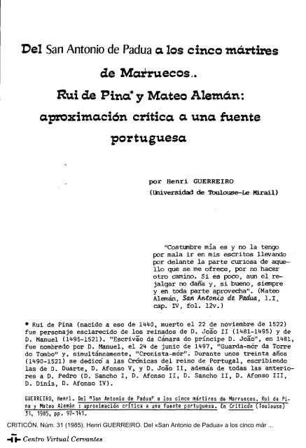 aproximación crítica a una fuente portuguesa - Centro Virtual ...