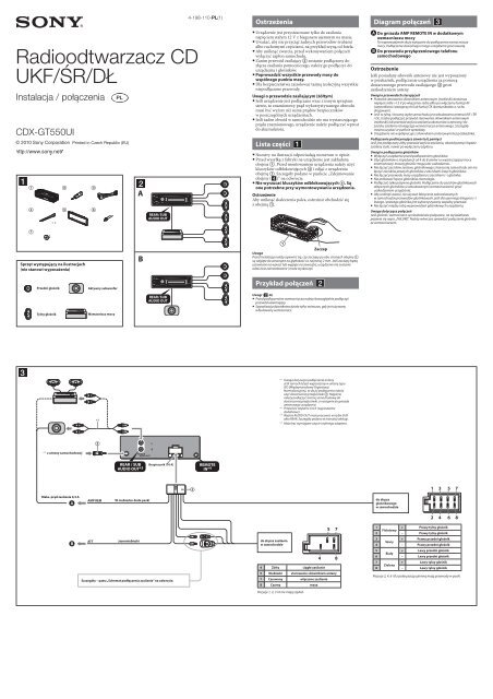 Схема подключения автомагнитолы sony cdx gt550ui