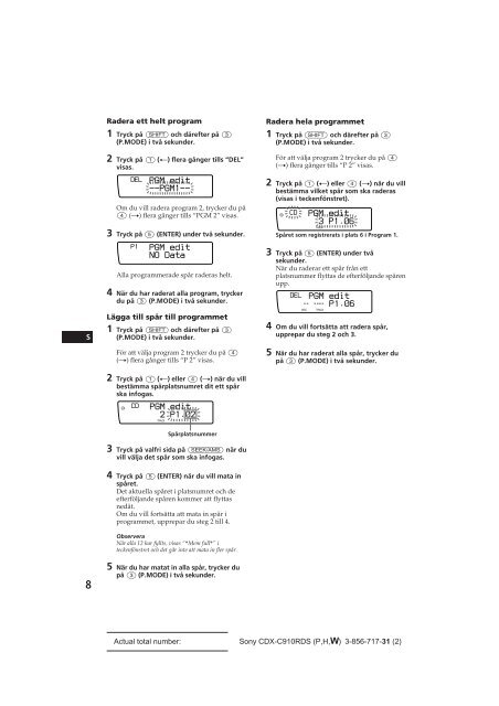 Sony CDX-C910RDS - CDX-C910RDS Istruzioni per l'uso Portoghese