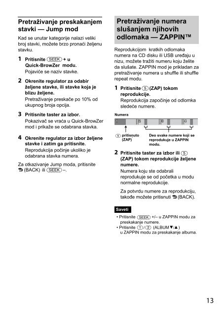 Sony CDX-GT44U - CDX-GT44U Istruzioni per l'uso Serbo