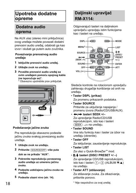 Sony CDX-GT44U - CDX-GT44U Istruzioni per l'uso Serbo