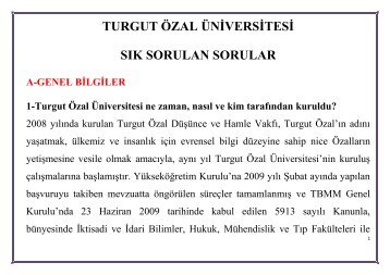 TURGUT ÖZAL ÜNİVERSİTESİ SIK SORULAN SORULAR