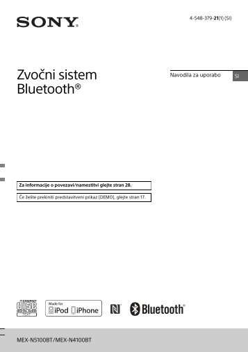 Sony MEX-N5100BT - MEX-N5100BT Istruzioni per l'uso Sloveno