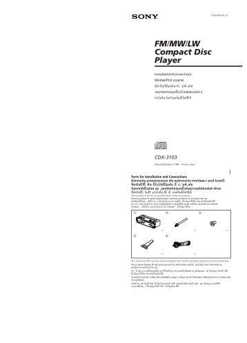 Sony CDX-3103 - CDX-3103 Guida di installazione Polacco