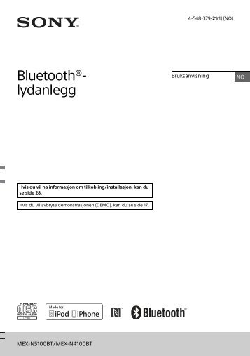 Sony MEX-N5100BT - MEX-N5100BT Istruzioni per l'uso Norvegese