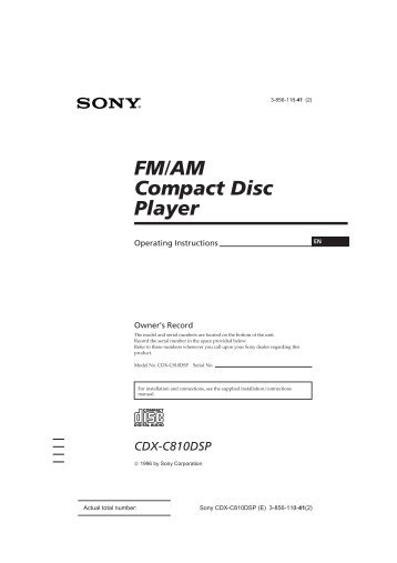 Sony CDX-C810DSP - CDX-C810DSP Istruzioni per l'uso Inglese