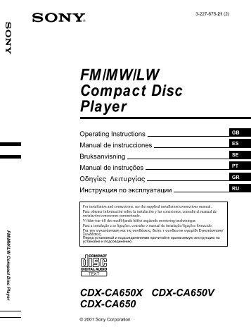 Sony CDX-CA650X - CDX-CA650X Istruzioni per l'uso Inglese