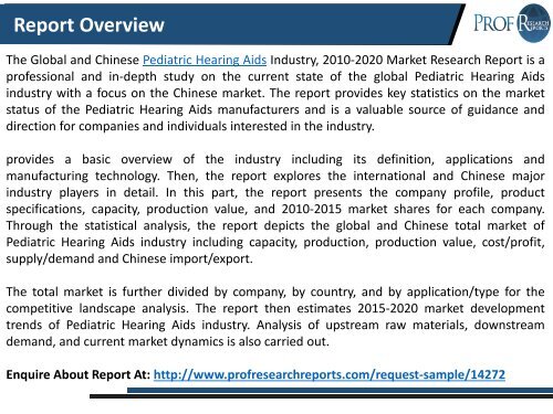 GLOBAL AND CHINESE PEDIATRIC HEARING AIDS INDUSTRY, 2015 MARKET RESEARCH REPORT