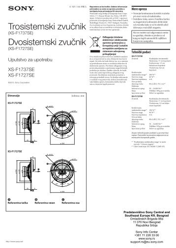 Sony XS-F1737SE - XS-F1737SE Istruzioni per l'uso Serbo