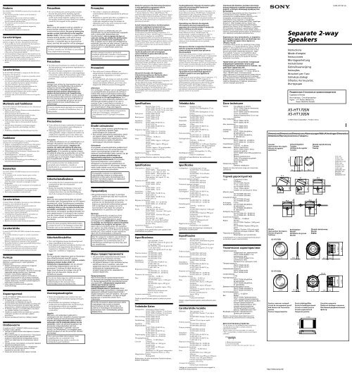 Sony XS-HT170SN - XS-HT170SN Istruzioni per l'uso Inglese