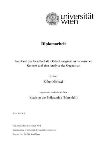 Diplomarbeit - Bundesarbeitsgemeinschaft Wohnungslosenhilfe