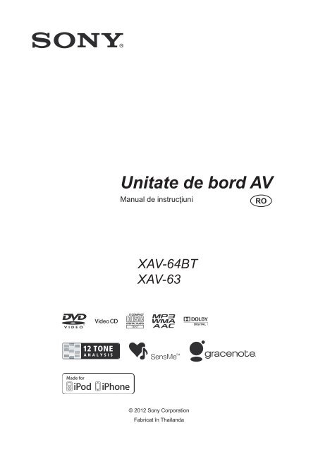 Sony XAV-64BT - XAV-64BT Istruzioni per l'uso Rumeno