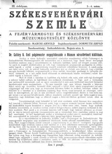 Székesfehérvári Szemle - 3. évf. (1933. ) 3-4. sz. - EPA