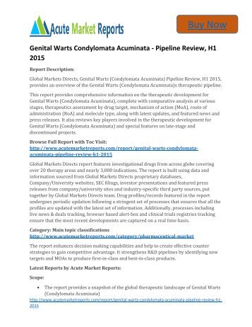 Genital Warts Condylomata Acuminata - Pipeline Review, H1 2015