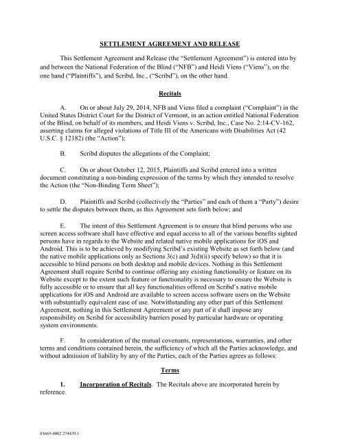 scribd settlement agreement and release