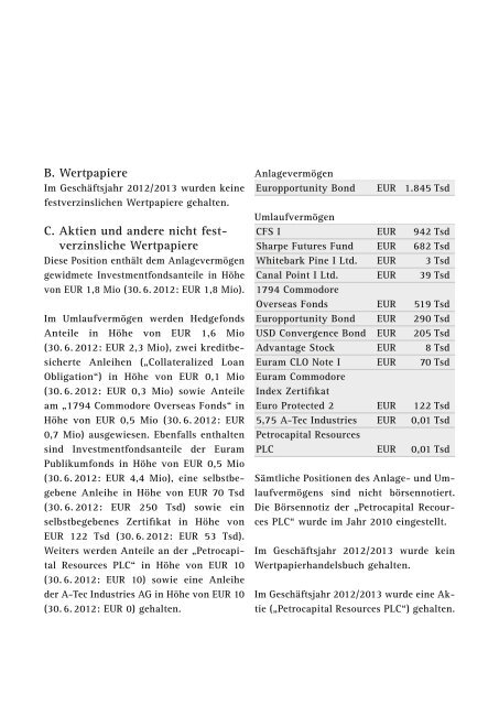 Geschäftsbericht der Euram Bank Wien 2012/2013