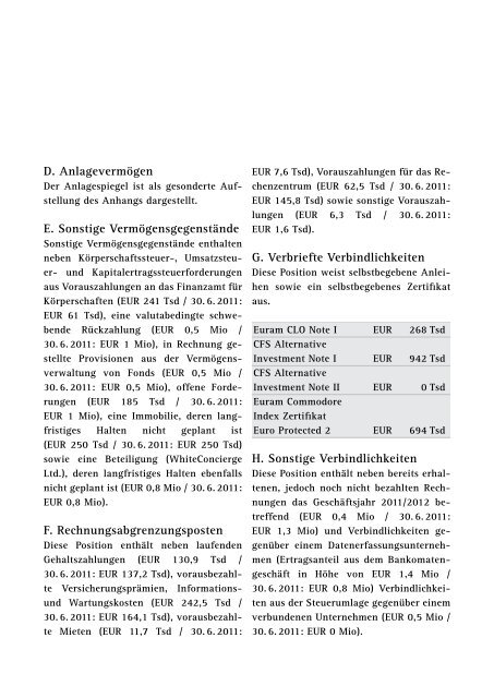 Geschäftsbericht der Euram Bank Wien 2011/2012