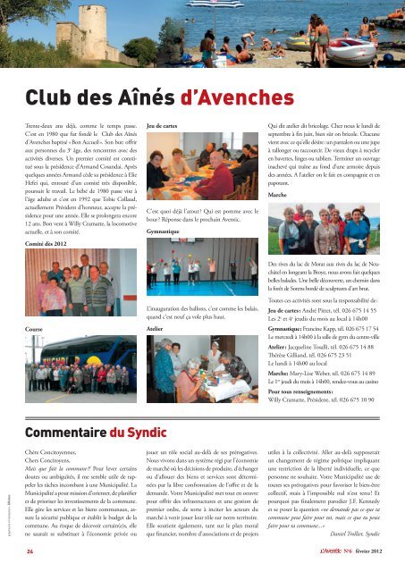 EDITO du Syndic - Commune Avenches