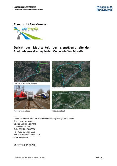 Gutachten Eurodistrikt Grenzü. Stadtbahnerweiterung d Synthese de  l'étude Teile1-4