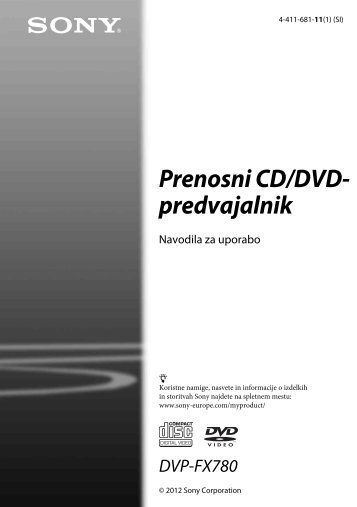 Sony DVP-FX780 - DVP-FX780 Istruzioni per l'uso Sloveno