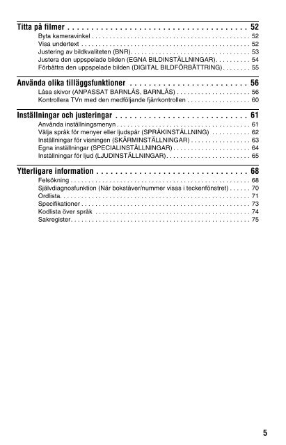 Sony DVP-NS333 - DVP-NS333 Istruzioni per l'uso Svedese