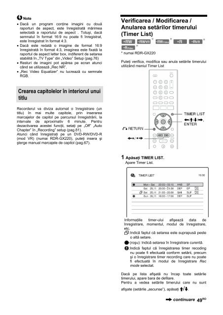 Sony RDR-GX220 - RDR-GX220 Istruzioni per l'uso Rumeno