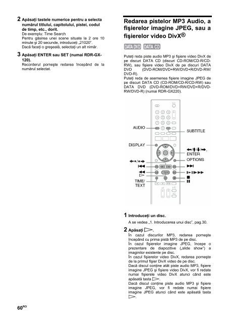 Sony RDR-GX220 - RDR-GX220 Istruzioni per l'uso Rumeno